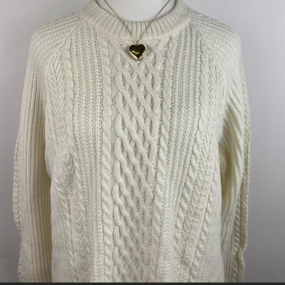 NWT Eddie Bauer Knit Pullover Sweater, Cream, Women's Medium - Picture 2 of 5